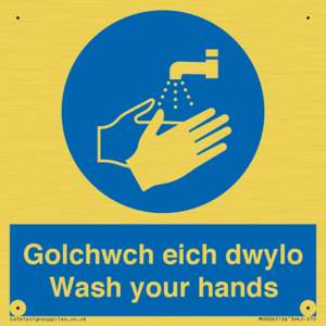 golchwch eich dwylo / wash your hands - safety sign